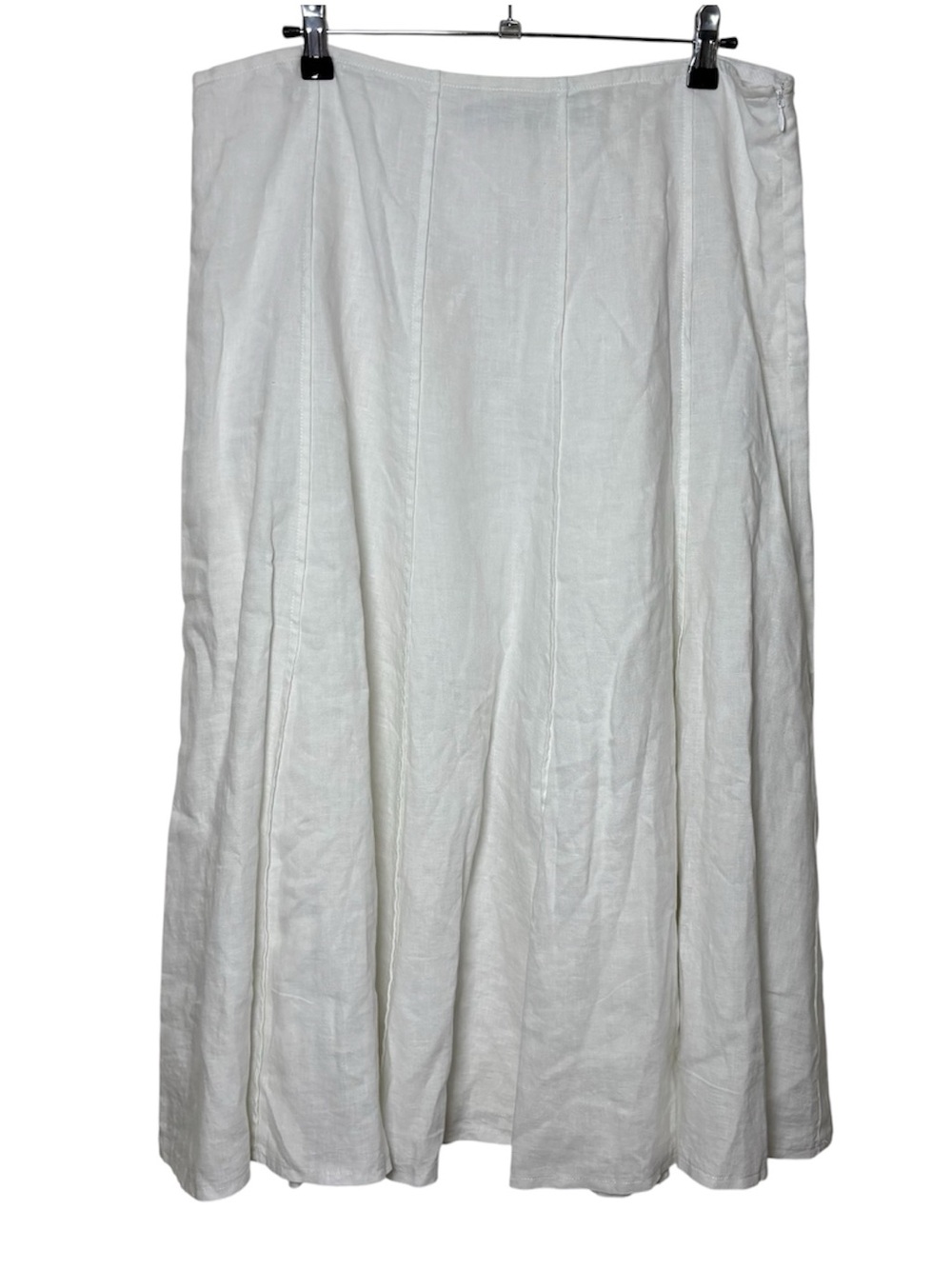 Liz Claiborne Linen Maxi Skirt White Size 14 Lined Coastal Quiet Lux Minimalist